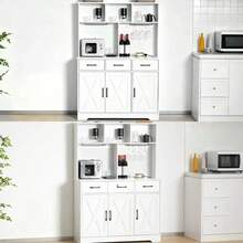 Alacena Gabinete De Madera Blanco Con 3 Cajones Y 3 Puertas - Blanco - Ver 4