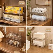 1pc Cabinet Inner Layer Storage Rack, Multi-Layer Cling Film Holder, Kitchen Paper Towel & Dish Cloth Organizer, Suitable For Cling Film Storage - View 6