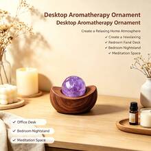 1PC Natural Crystal Yuanbao Shape Aromatherapy Ornament, Amethyst & Rose Quartz Crystal Ball Incense Holder, Healing Mineral Essential Oil Diffuser - Crystal Ball Ingot Aroma Diffuser - View 11