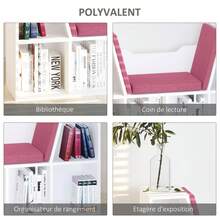 2-in-1 bank met boekenkast, zitkussens, kubusvormig schap met 6 open vakken en 2 niveaus, meubel - A - Bekijken 7