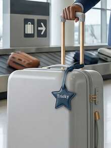 1pc Personalized Name Or Letter Star-Shaped PU Leather Women's Luggage Bag Charm, Custom Letter Pentagram Bag Pendant Gift - Multicolor - View 3