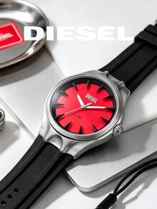 Diesel Streamline Series DZ2202 44mm Large Dial Red Sunray Dial Black Silicone Strap Quartz Men's Watch - Red - View 6