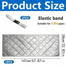 Ac Hose Insulation Cover With 2 Adjustable Buckles Heat-Resistant Exhaust Tube Insulation Protector For Exhaust Duct Vents - Silver - View 2
