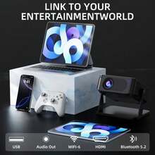 AOC Smart Projector with WiFi and Bluetooth, Mini Portable Home Theater Projector, Outdoor & Bedroom Projector, Native 1080P Support 4K Video Decoding, Android 13.0 Auto Focus, Audio with 40.5W Powerful Speaker, 4-Point Keystone - Schwarz - Übersicht 8