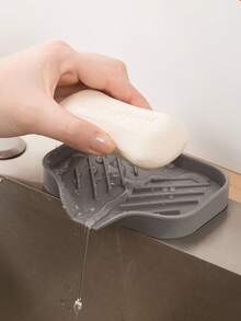 Self-Draining Silicone Soap Dish, No-Drill Wall-Mounted Soap Holder, Slanted Drainage Design For Quick Drying And No Water Accumulation, Space-Saving, Suitable For Bathroom, Kitchen, Vanity, Sink, Non-Slip Base, Gift For Homeowners And Renters - Multicolor - View 4