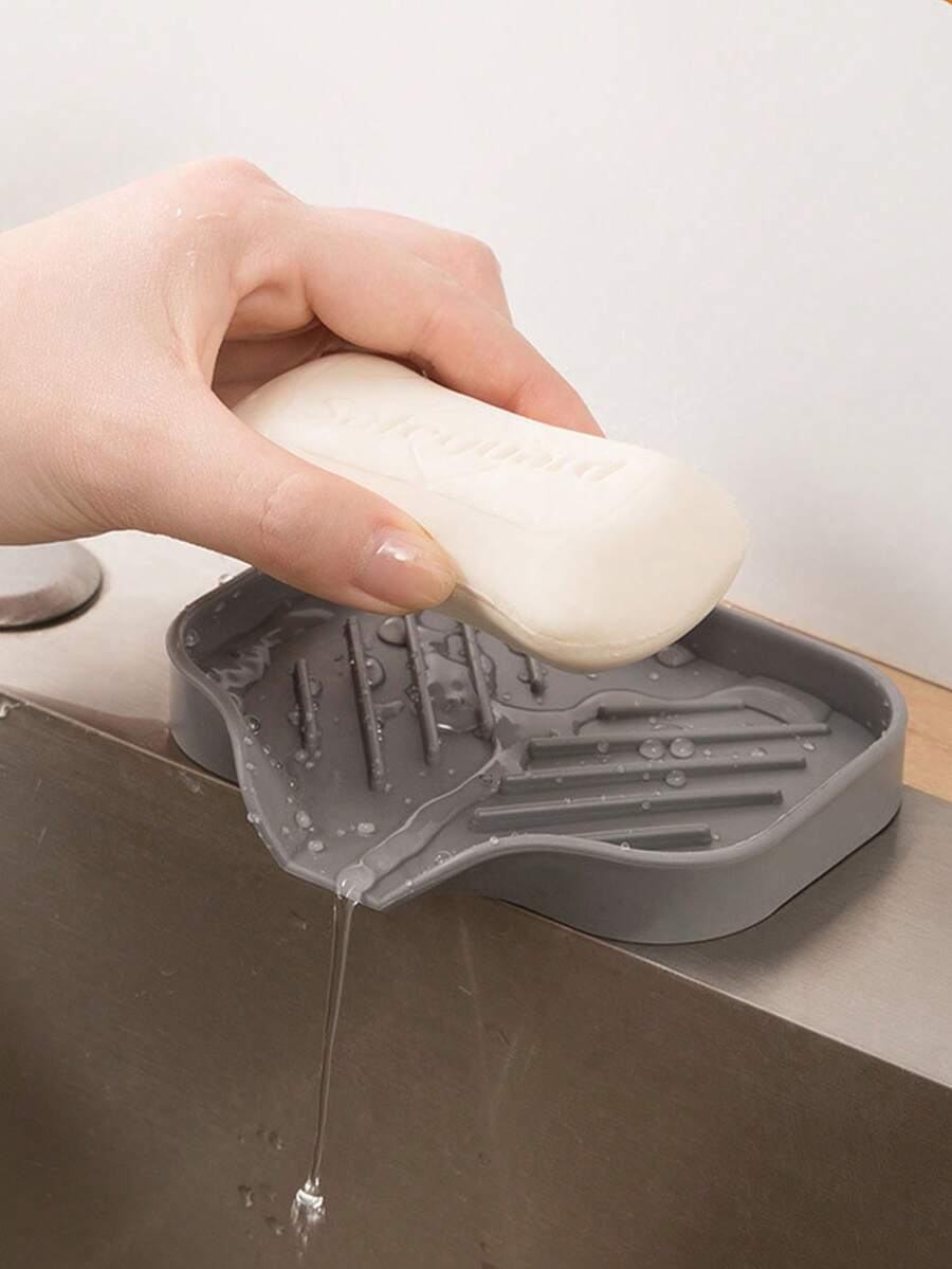 Self-Draining Silicone Soap Dish, No-Drill Wall-Mounted Soap Holder, Slanted Drainage Design For Quick Drying And No Water Accumulation, Space-Saving, Suitable For Bathroom, Kitchen, Vanity, Sink, Non-Slip Base, Gift For Homeowners And Renters - Multicolor - View 1
