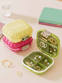 1pc Portable Mini Jewelry Storage Box, Multi‑Compartment Travel Earring Ring Organizer Case, Compact Small Accessory Holder For Daily & Trip Use, Multi‑Color Available,Weekend Trip Organizer,Christmas Stocking Filler.Birthday Small Gift. - Multicolor - View 6
