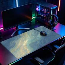 Blue Marble Mouse Pad Aesthetic Art Mousepad Extended Desk Mat Non-Slip Rubber Base Stitched Edge Large XL Desk Pad For Desk Laptop Desktop 35.4x15.7 Inch For Home Office Gamers - View 2