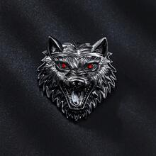 1pc Vintage Black Wolf Zinc Alloy Brooch, Luxurious Gorgeous Pin For Suit Jacket, Scarf, Bag - Wolf Head - View 1