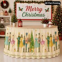 1pc 2D Flat Christmas Tablecloth With Broken Walnut Christmas Pattern, Perfect For Home Kitchen Christmas Decoration And Holiday Party - View 3