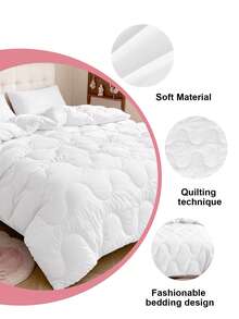HONEYMOON 1pc Wavy Stitch Quilted Comforter Insert, Polyester Fabric, Solid Color, Soft & Breathable, Wrinkle-Resistant, Down Alternative Bedding, T/Q/K Size, Suitable For Home And Dorm, White - White - View 7