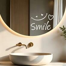 1PC Minimalist Healing Style 'Smile' Static Window Sticker, PVC Material Easy To Remove And Reusable, Suitable For Bathroom, Bedroom, Makeup Mirror And Other Scenes - Black - View 4