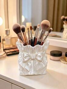 1PC Bow-Shaped Storage Box, Suitable For Use As A Decorative Vase On A Home Desk, A Pen Holder On An Office Desk, A Make-Up Box In The Bedroom, A Storage Box For Hair Bands And Hair Clips In The Bathroom, A Decorative Vase, Or A Make-Up Storage Box - Multicolor - View 5