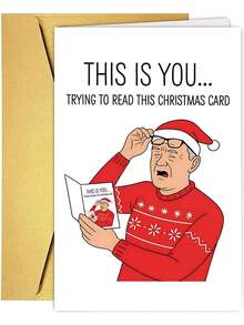 1Pc Funny "Try Reading This Christmas Card" Humorous Greeting Card, Playful Holiday Greeting Card Suitable For Friends And Family, Holiday Card With Envelope - View 8