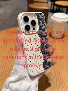1pc Minimalist Beige Polka Dot & Lace Edge Pattern Full Coverage TPU Shockproof Phone Case, Leather Texture Anti-Slip Phone Case, Compatible With IPhone 16, 15, 14, 13, 12, 11 Pro Max, 17, 17 Pro, 17 Pro Max, Air - Multicolor - View 7