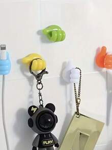 Thumb Hook Cable Organizer Creative Cute Data Cable Storage Fixing Cable Management Clip No-Drill Adhesive Hook - Multicolor - View 1