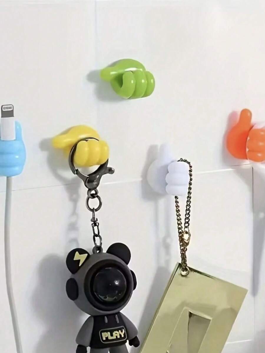 Thumb Hook Cable Organizer Creative Cute Data Cable Storage Fixing Cable Management Clip No-Drill Adhesive Hook - Multicolor - View 1