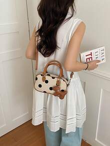 2026 Autumn Fashion Polka Dot Women's Handbag, Commuter Versatile Niche Design Large Capacity Bowling Bag - Khaki - View 8