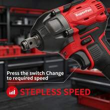 SuperPan Brushless Lithium-Ion Impact Wrench 380N.M High Torque 1/2" Square Drive, 0-2300RPM/0-3200IPM, Auto Repair Tire Change / Steel Structure Installation / Construction Site General Use (Bare Tool) - Red - View 6