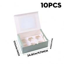 3/6/10/14/16pcs Light Green Paper Cupcake Boxes, Light Green Paper Dessert Packaging Boxes With Transparent Window And Cupcake Liners, Rectangular Solid Color Candy Boxes, Suitable For Cupcakes, Cookies, Candies, Birthday Party Supplies - Multicolor - View 12