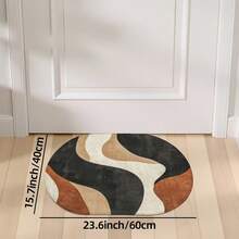 1pc Oval Flannel Door Mat, Soft Comfortable Absorbent Non-Slip Machine Washable With Anti-Slip Backing, Abstract Wave Pattern, Suitable For Entrance, Living Room, Bedroom, Kitchen, Bathroom, Patio, Laundry Room, Hallway, Multi-Functional Home Floor Mat, Holiday Decorative Rug - Multicolor - View 13