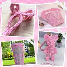 Strass de Gelatina de 4mm com 5000+ Cores, Adequado para Sapatos, Chapéus, Capas de Telefone, Tiaras DIY, Copos de Água, Armações de Óculos, Chaveiros, Decoração de Acessórios de Boneca - Rosa escuro 4mm 5000 - Visão 4