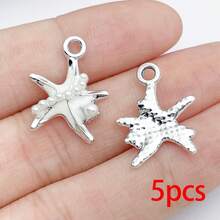 5/20pcs Silvery Ocean Charms Rhinestone Shell Starfish Mermaid Tail Dolphin Jellyfish Pendant For DIY Bracelet Necklace Jewelry Making Findings - Multicolor - View 13