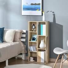 Opbergkast, boekenkast, 7-vakkenrek voor binnengebruik, woonkamer, slaapkamer - 50B x 24D x 106H cm, naturel hout - A - Bekijken 4