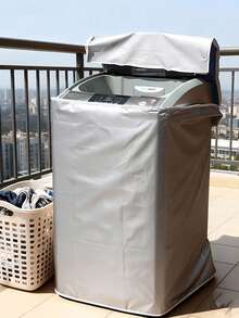 Gray Pulse-Type Washing Machine Cover, Foldable For Storage, Suitable For Most Top-Loading Washing Machines, Ideal For Appliance Protection On Balconies/Outdoors/Laundry Rooms. - Multicolor - View 1