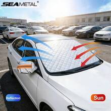 SEAMETAL New Summer And Winter Thickened Magnetic Car Sunshade, Car Windshield Sun Protection And Heat Insulation, Waterproof And Dirt-Proof Cover, No Drilling Required, Front Windshield Privacy Protection, Durable And Easy To Maintain - A - View 5