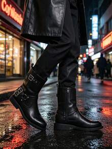 Men's Autumn/Winter Fashion Casual Boots, Non-Slip And Lightweight, Suitable For Daily Wear - Black - View 6