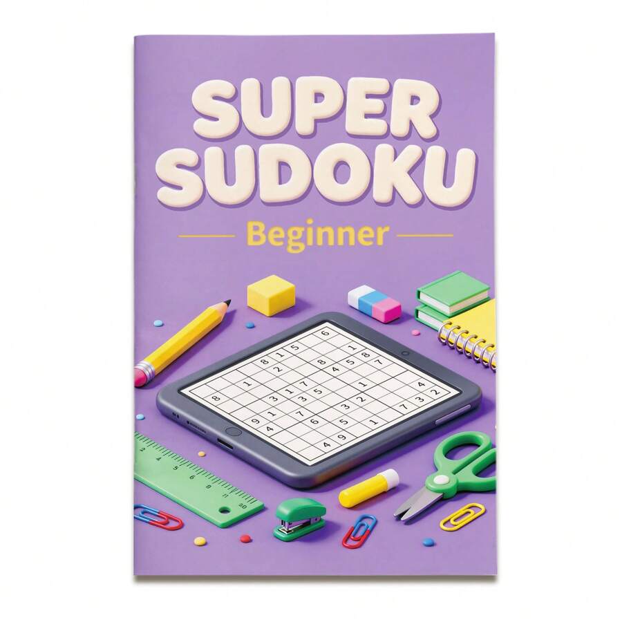 Super Sudoku Logic Puzzle Notebooks, Brain Training Number Game Activity For Focus And Concentration, Desk Supplies Theme, Beginner Intermediate Advanced Challenge Levels - Difficulty Level - View 1