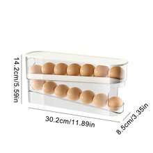 2pcs Double-Layer Rotating Egg Dispenser, Refrigerator Egg Storage Box, Automatic Egg Rack, Large Capacity Kitchen Egg Holder - View 12
