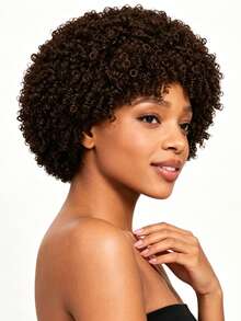 8 Inch Fluffy Spiral Curl Wig, High Density Heat-Resistant Synthetic Fiber Wig, Natural Styling, Suitable For Various Parties - Brown - View 3