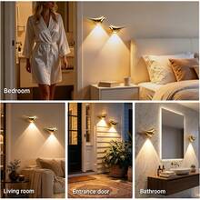Smart LED Wall Light With Touch Dimming And Motion Sensor, Indoor LED Motion Sensor Wall Light, Wireless Magnetic Sensor Night Light, Eye-Protection Ambient Light, 1200mAh USB Rechargeable Night Light, Suitable For Stairs, Porch, Hallway, Bathroom, Bedroom, Cabinet, Living Room, Bar Cabinet - Multicolor - View 9