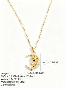 1 Set Random Elegant Style Floral Element Inlaid Glass Stainless Steel Women's Pendant Necklace Suitable For Dating/Vacation Wear - Yellow Gold - View 8