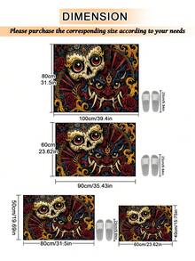 1-Pc Halloween Outdoor Non-Slip Doormat, Bathroom Mat, Kitchen Mat, Decorative Rug, Multi-Functional Mat, Hallway Rug, Soft, Convenient, Slip-Resistant, Kitchen Indoor/Outdoor Entrance, Bedroom, Home Decoration, Machine Washable. - Multicolor - View 3
