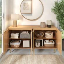 Modern And Simple Sideboard, Buffet Cabinet With Storage For Living Room, 140L X 40D X 72H (Cm) - Nature - View 7