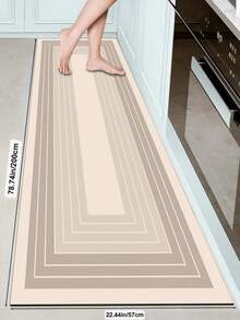 1pc Earth-Toned Geometric Pattern Kitchen Mat, 3.5 Mm Soft Rubber That Absorbs Water And Is Easy To Clean. Suitable For Corridors, Bathrooms, Living Rooms, Outdoor Door Mats, And Toilets. Useable Throughout The Year And For Various Holidays. - Multicolor - View 11