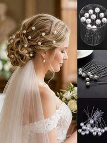 20pcs Pearl Bridal Hair Clip Set, Elegant Wedding Hair Accessories, Suitable For Bride And Bridesmaid Updo Hairstyles - Silver - View 3