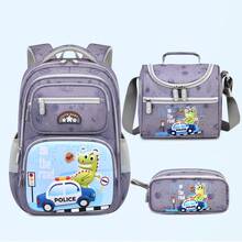 3pcs Cute Dinosaur Car Pattern Backpack Set, Cute Minimalist Style, Multi-Purpose Multi-Pocket Large Storage Capacity, Suitable For School And Outings - Sets - View 11