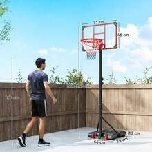 Height‑Adjustable Portable Basketball Hoop Stand, 178‑208cm Free‑Standing Basketball Net System, Mobile Basketball Goal For Outdoor Garden Backyard Driveway - Red - View 3