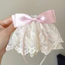1pc Lace Bow Hair Clip For Girls, Large Size Sweet Princess Half-Up Hair Clip, Elegant Ponytail Daily Wear Hair Accessory - Multicolor - View 4