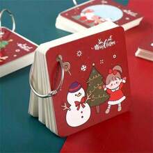 4pcs/320pcs Christmas Cartoon Snowflake Blank Index Cards - Portable Pocket Notebook With Detachable Pages, Holiday Design, Perfect For Office Supplies, Learning And Gifting, Gift Stationery | Seasonal Notebook | Compact Size Notebook - Multicolor - View 7