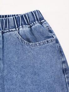 Teen Boy Casual Versatile Everyday Travel Denim Jeans With Pockets - Blue - View 5