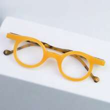 1pc Small Round Reading Glasses, Minimalist Solid Color Frame, Leopard Print Temple Design, With Comfortable Spring Hinges, Unisex - White - View 4
