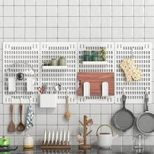 70*50cm No-Drill Pegboard Wall Storage Shelf Vertical Desktop Pegboard Dorm Kitchen Bathroom Home Desk Wall-Mounted Shelf No-Nail Display Rack Wall Storage Organizer - View 9