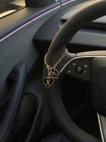 Black Butterfly Steering Wheel Pendant With Initial Heart Charm And Gold Chain, Decorative Car Hanging Ornament, Fashionable Car Interior Accessory, Suitable For Women, Drivers, Friends, New Car Owners, Perfect For Gifts - Black - View 18