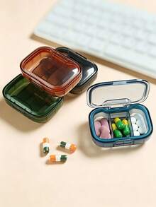 1pc Mini Portable Sealed Silicone Pill Box, Portable Weekly Pill Organizer, Ultra-Small 3-Compartment Dust-Proof Pill Storage Box, Dust-Proof And Moisture-Proof Medicine Storage Organizer, Suitable For Daily Medication, Travel Or Home Use, Travel Essential - Multicolor - View 4