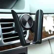 1pc Gravity Sensing Car Phone Mount, Adhesive & Air Vent Dual Fixing Options, No Extra Accessories Needed, Auto-Clamping, Stable Against Bumps, Universal Navigation Bracket For Cars & SUVs - Solid Black Angel Stand - View 8